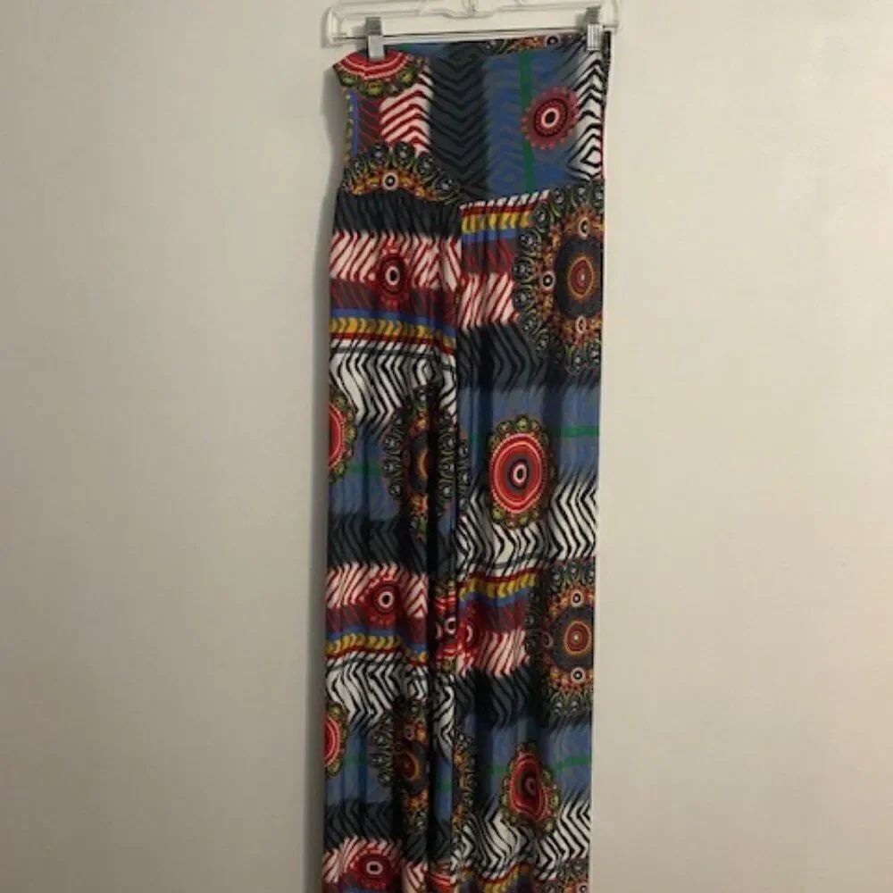 J Uptown Multi-color wide leg fold over waist Palazzo pants, size M